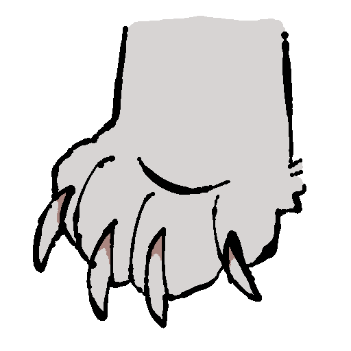 a white cat paw with unsheathed claws